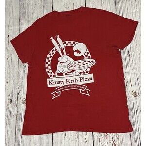 Nickelodeon SpongeBob Shirt Men’s Graphic Krusty Krab Pizza Red Size Large L